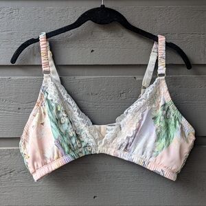 Kilo Brava Lace Trim Triangle Bralette Poised Peacock Size XL